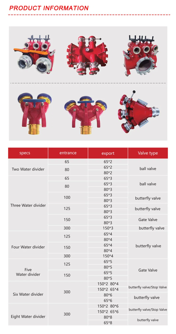 8 Water Outlets 300mm Diameter Large Flow Rate Water Hose Laying Multi-Size Hose Divider for Firefighting